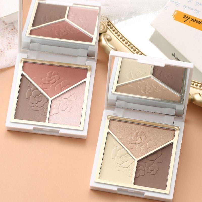 Medan Termurah Highlighter &amp; Repairing palette Tri color Powder Highlighter matte 3 warna