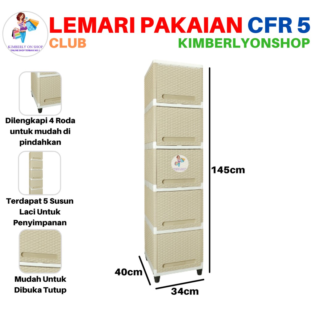 Lemari Plastik Laci Club Flip Susun 5 Lemari Pakaian