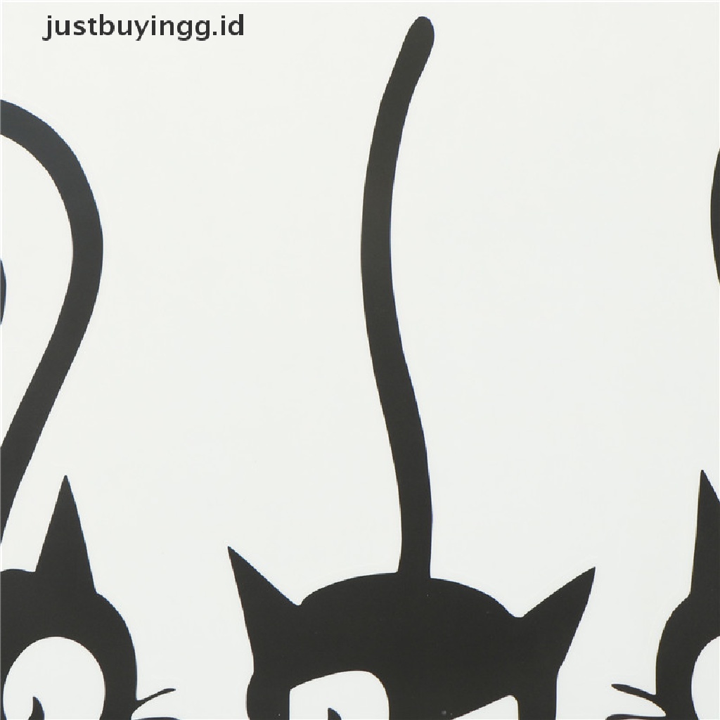 Stiker Dinding Desain Tiga Kucing Hitam Dapat Dilepas Untuk Dekorasi Kamar Tidur Anak