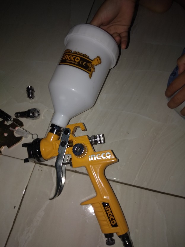 Asg1061 Air Spray Gun Hvlp Mesin Semprot Semprotan Angin Cat Ingco Tabung Atas 600cc Hvlp 600 Cc