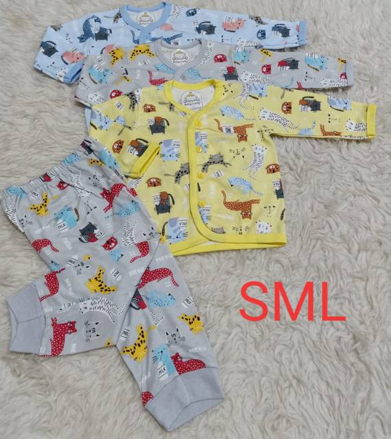 Stelan Baju Bayi Panjang  Baby Lucky Motif Kucing Size L Y1  stelan baju bayi new born