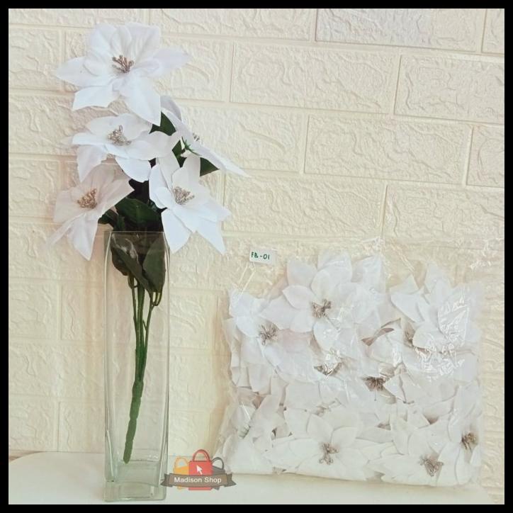 Bunga Natal Putih Murah Hiasan Parcel Kado Natal White Christmas Gift
