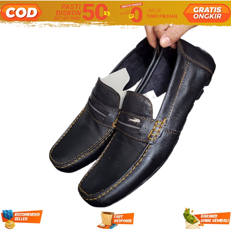 Sepatu Loafer Crocodile Black Formal Pria Casual Original Import High Quallity - Sepatu Pantofel Cow