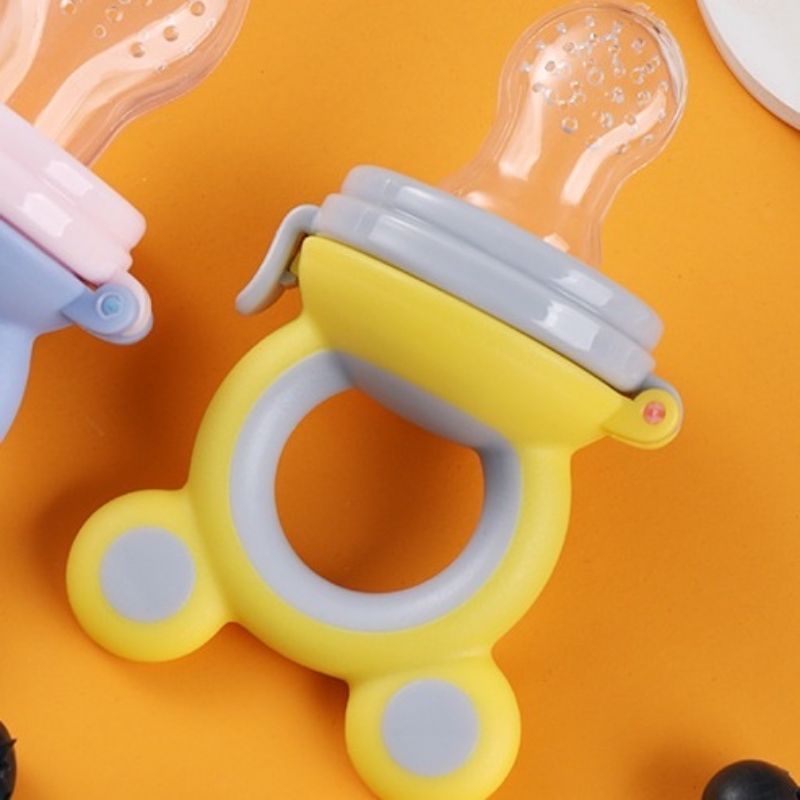 EMPENG BUAH Baby dot buah Fuit Food Feeder Tetther Gigitan Bayi makanan MPASI dot botol bubur bayi MURAH-Kuning Abu