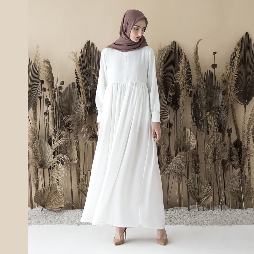 Basic Dress by Aska Label - Gamis Muslim busui dan bumil friendly warna Sand, Navy, Black, Lilac, Offwhite, Mint, Mauve