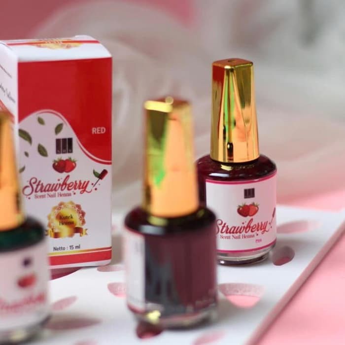 Strawberry Nail Henna Pacar Kuku  Kutek Henna Halal Sah 