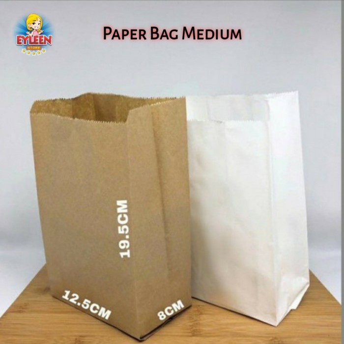 

PROMO Paper Bag Medium / Kantong Kertas M | Kantong Roti / Snack - Cokelat
