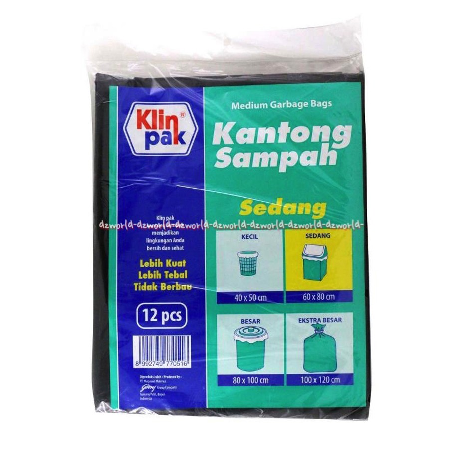 Klin Pak Kantong Sampah Sedang 12pcs Plastik Sampah Hitam Ukuran Sedang 80cmx60cm Klinpack Klinpak Black Medium Garbage Trash Bags Plastic Bag