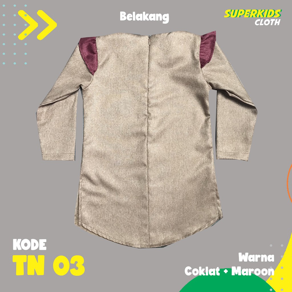 TUNIK ANAK CEWEK KEMEJA ANAK PEREMPUAN SUPERKIDS COKLAT 1 - 10 Tahun