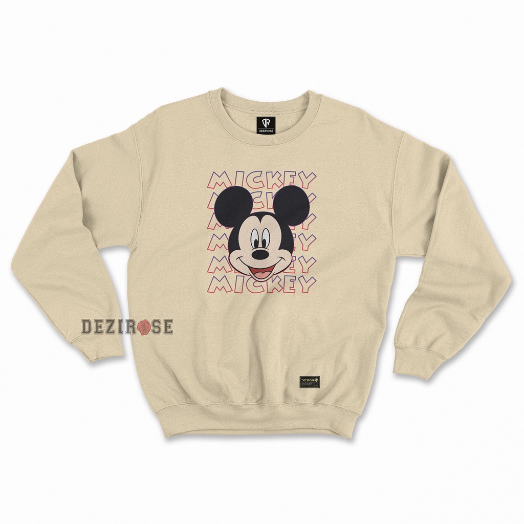 Sweater Crewneck Wanita Mickey Mouse Switer Sweter Wanita Tebal Premium Unisex DEZIROSE Terbaru