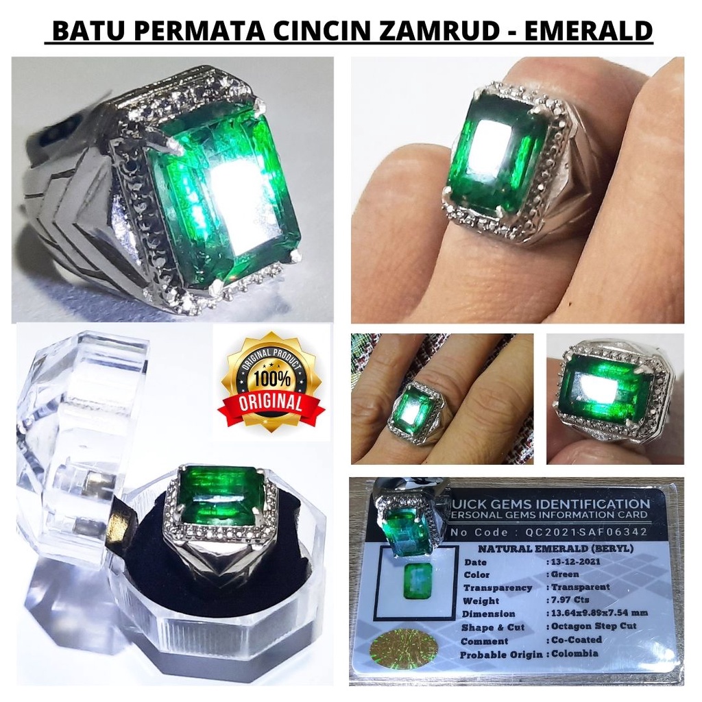 Batu Permata Cincin Zamrud Emerald Ruby Sapphere Safir Asli 100% Original 101114