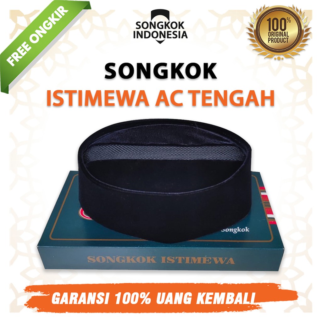 PECI KOPIAH SONGKOK PREMIUM KOPYAH KOPEAH HITAM POLOS AC TENGAH LEMBUT AWET TAHAN AIR