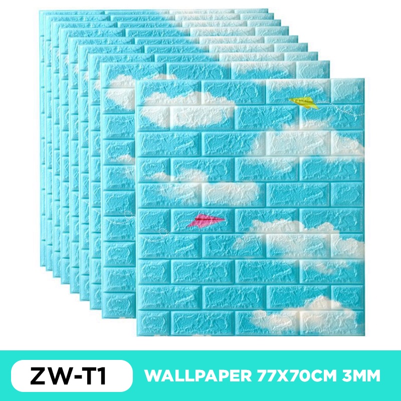 Wallpaper Dingding 3D Foam Motif Batu Bata 70 x 77 CM Dekorasi Dinding Kamar  Murah-BATA ZW-T1