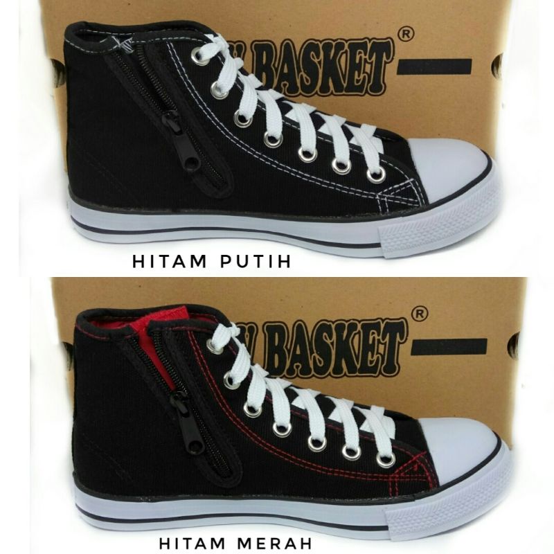 Sepatu Sekolah New Basket Resleting HC Model Tinggi Sepatu Sneaker New Basket - Original Quality