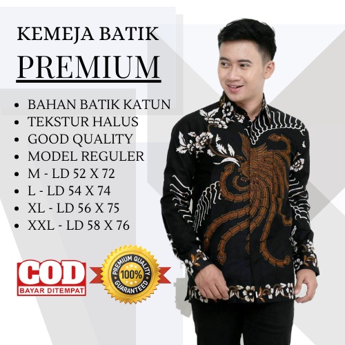 KEMEJA BATIK PRIA LENGAN PANJANG SIZE M L XL XXL BSWART BatiK HRB026 Kenongo Hem Panjang Padi