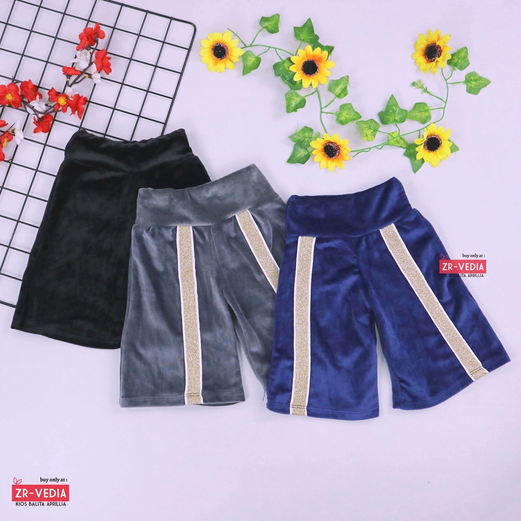 Kulot Cindy uk 1-4 Tahun / Celana Pendek Bludru Satin 3per4 Bawahan Polos Harian Anak Perempuan Pants Kulot