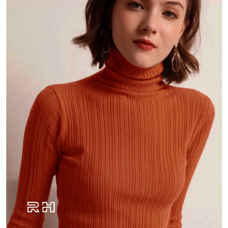 RH - SWEATER SALUR 02 RAJUT TURTLENECK WANITA KERAH TINGGI TURTLE NECK POLOS