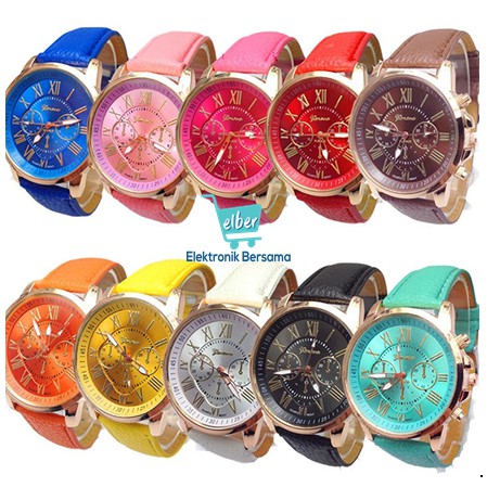 ELBER J100 Jam Tangan Kasual Fashion Leather Analog Quartz Fashion Wanita Murah-3