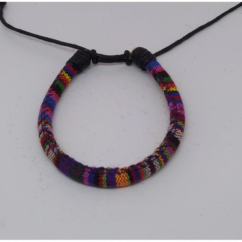 Gelang Tenun Etnik Songket Gelang Rajut Unik Motif Kain Harga Grosir Langsung Pengrajin-Ungu Biru