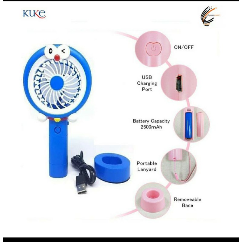 kipas angin tangan stand portable karakter LED/standing mini FAN