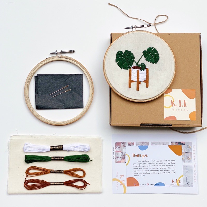 Jual EMBROIDERY KIT PACKAGE MONSTERA / PAKET MENYULAM PEMULA / HAND