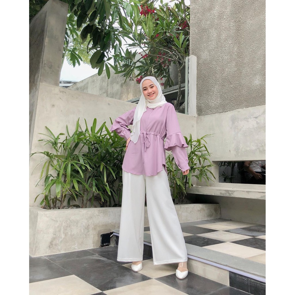 ✅   Kulot Scuba Putih Premium Hitam Warna Lengkap Polos Saku Samping Tebal Original Outfit