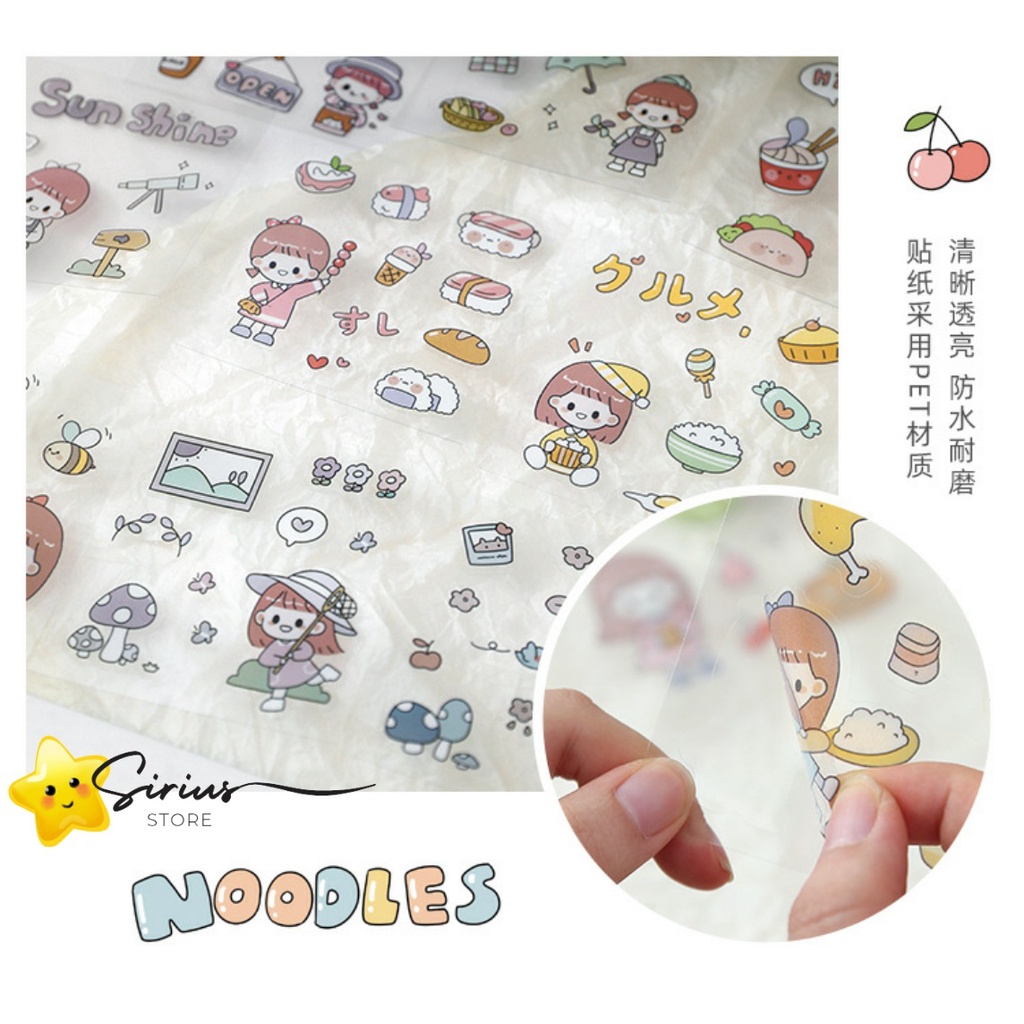 

Sticker Aesthetic Transparan PET Chacha 20 Lembar Tahan Air
