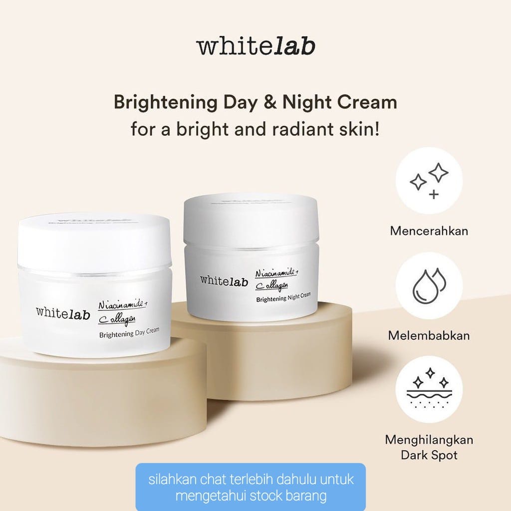 WHITELAB BRIGHTENING DAY CREAM / NIGHT CREAM KRIM SIANG PAGI WAJAH