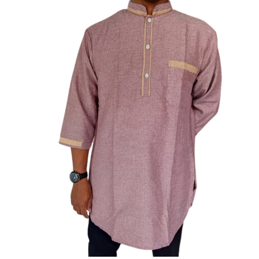 Baju Koko Dewasa Kurta Pakistan Lengan 3/4 Bahan Katun Madina Adem Tebel Halus Bakul Shopp