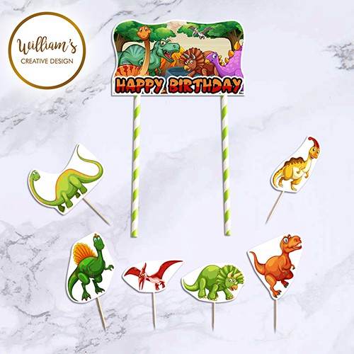 Hiasan Kue Cake Topper Birthday C1 Dinosaurus Isi 7