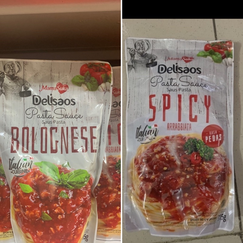 

MAMASUKA DELISAOS Bolognese dan Spicy Arrabbiata Kemasan Pouch 315 gr Mama suka Saus pasta instan sauce Saos Bolognais Arabiata