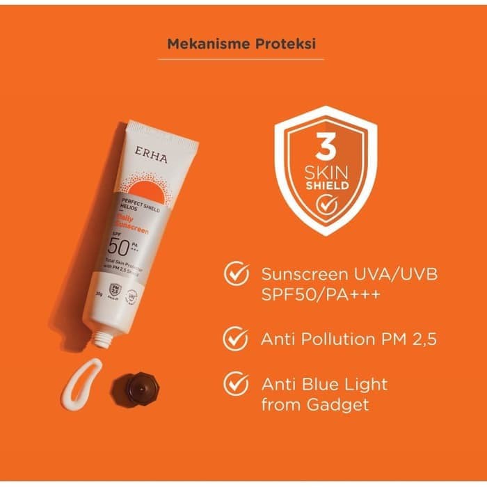 ERHA Sunscreen Sunblock PERFECT SHIELD HELIOS SPF 50/PA+++ Daily Use / Tabir Surya