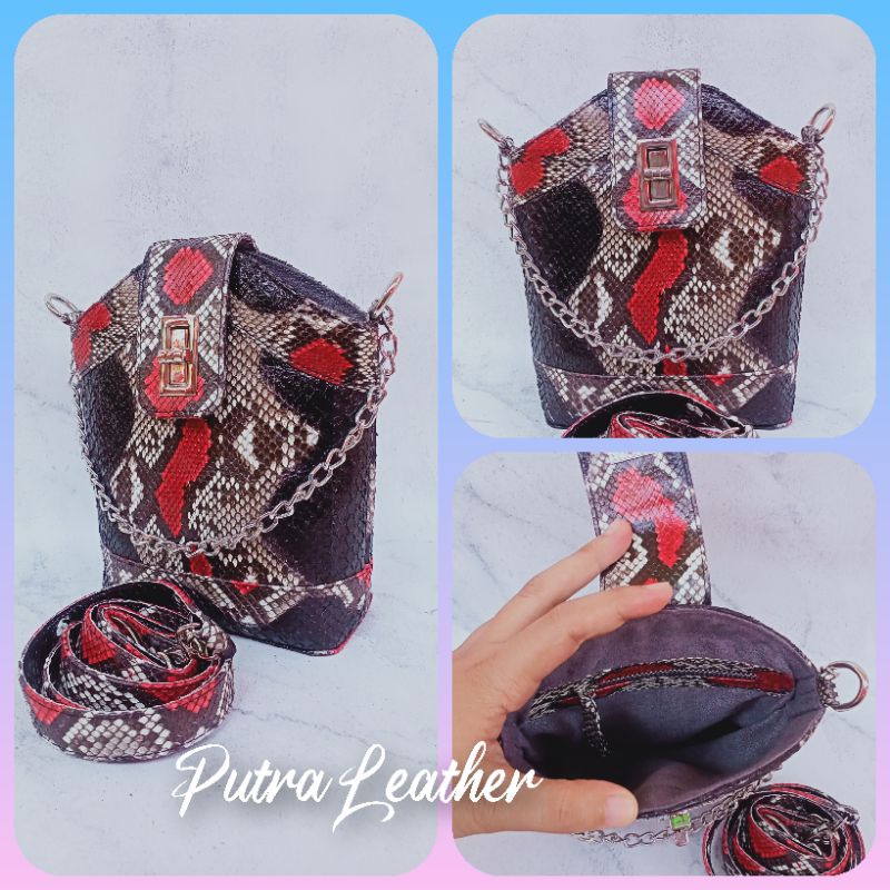 Tas selempang wanita. Tas kulit ular