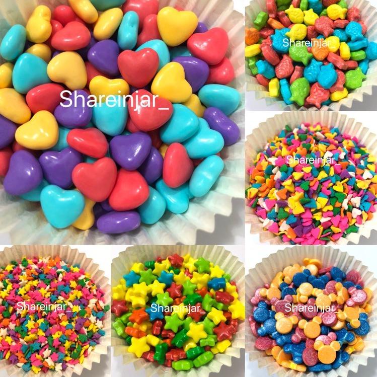 

fqt Sprinkle Spikel Stone / Trimit Sequin - Hati Love Bintang Mickey Ikan Mutiara - Hiasan Kue Edible qjgl459