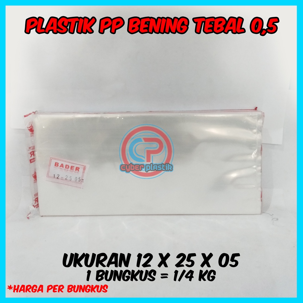 Plastik PP Bening Tebal ukuran 12 x 25 x 05