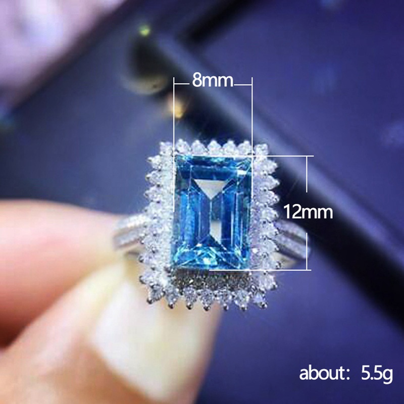 Fancyqube Cincin Wanita Hias Cz Biru Gaya Vintage Untuk Pesta Ulang Tahun