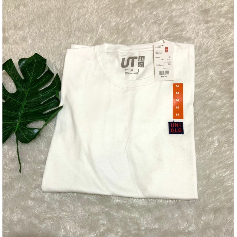 Kaos Uniqlo Logo Pria Wanita Lengan Pendek/Tshirt Uniqlo Unisex-Putih
