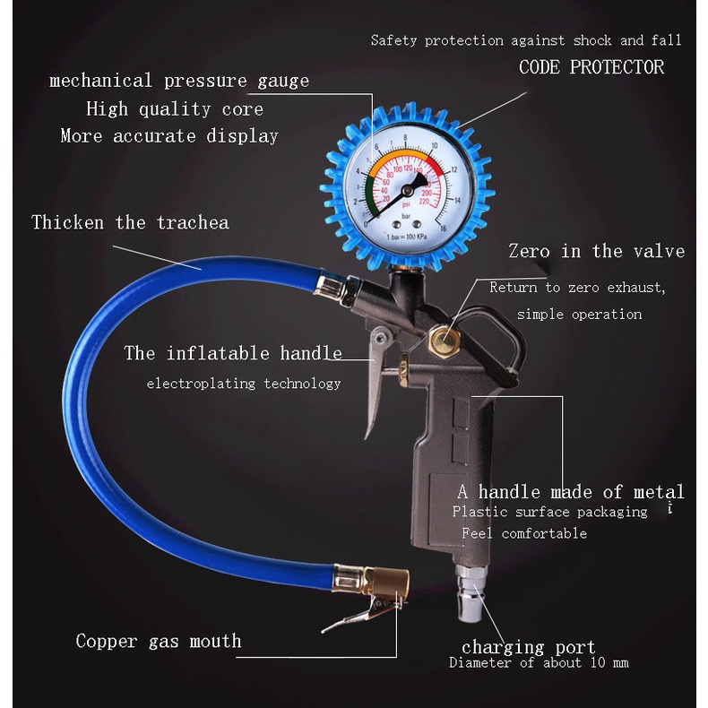 (Dalam stok, dikirim dari Jakarta)Pengukur tekanan ban mobil presisi tinggi pengukur tekanan ban mobil pengukur tekanan ban pemantauan tekanan ban inflasi gun deflasi, sepeda motor, mobil, van dapat digunakan