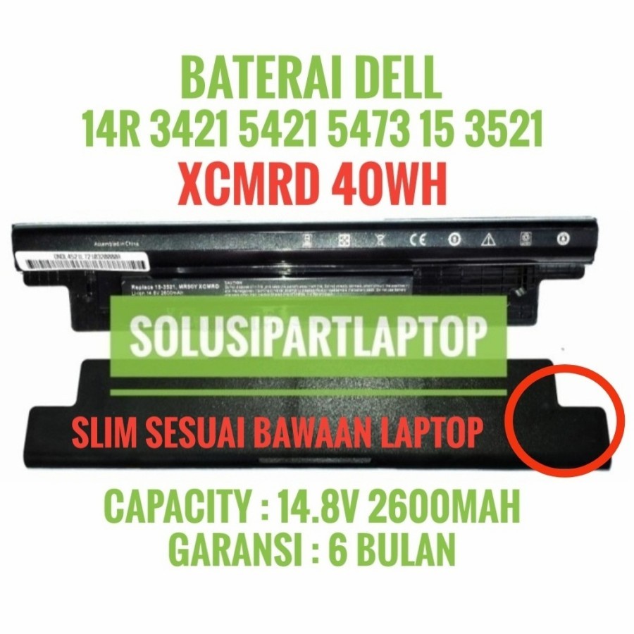 Baterai Laptop DELL Vostro 14-3000, 2421,2521, 3446,E3446 XCMRD