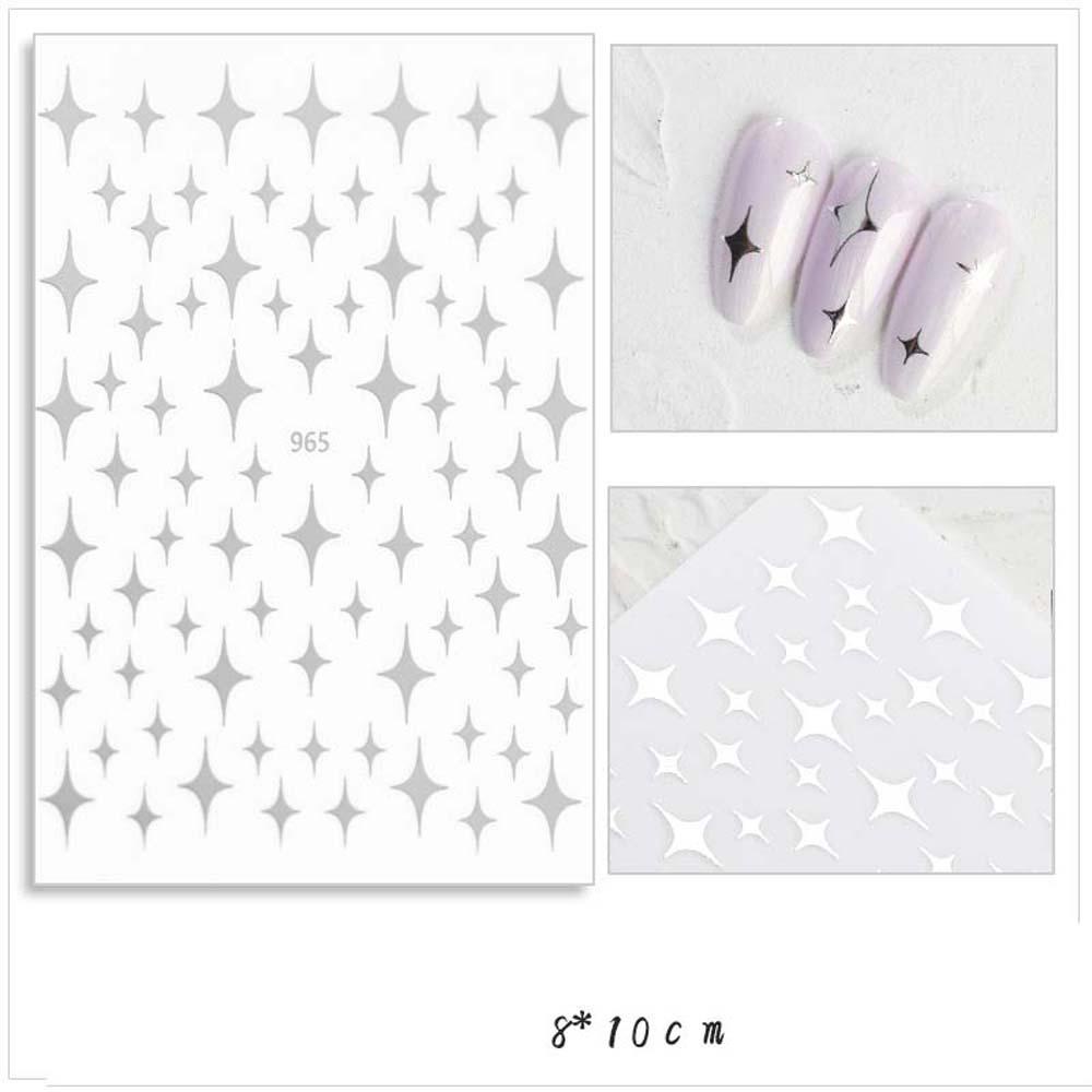 Rebuy Stiker Nail art 3D Silver Star Laser Manicure