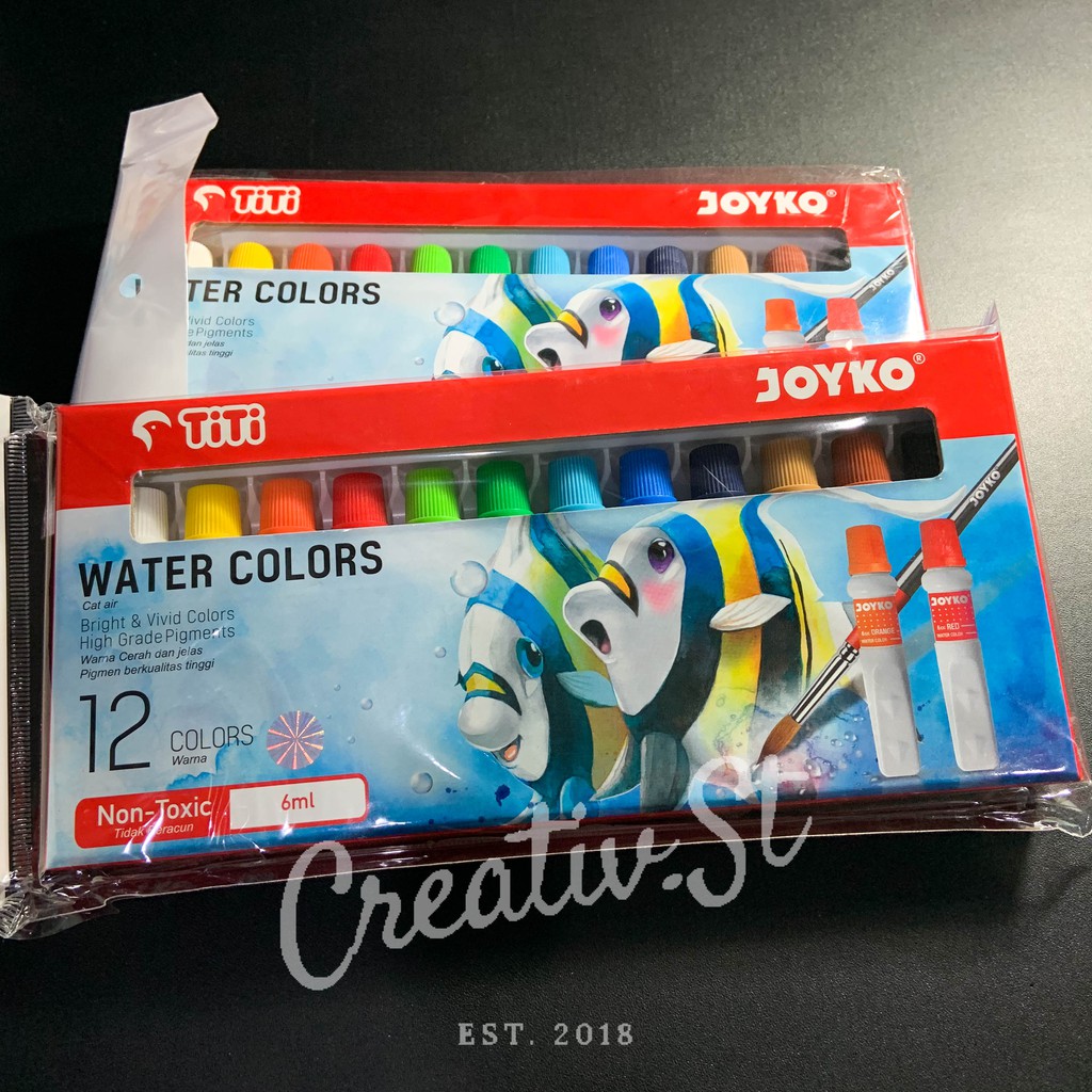 

JOYKO Cat Air Watercolor 12 Warna 6 Ml Set Paint Lukis Water Color