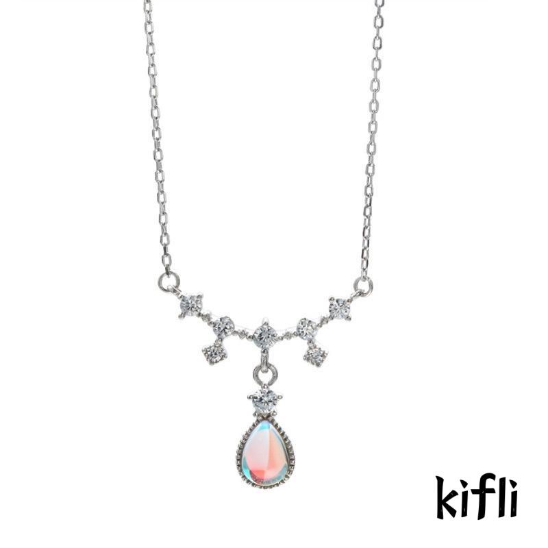 Kalung Desain Water Drop Aksen Moonstone Untuk Wanita