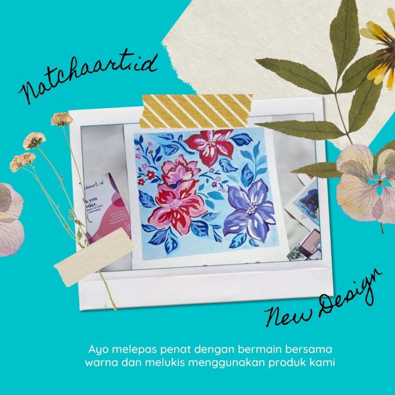 

Paint by Number | Flowers in Blue | Painting kit | Cat akrilik | Watercolor paper | Natchaart.id
