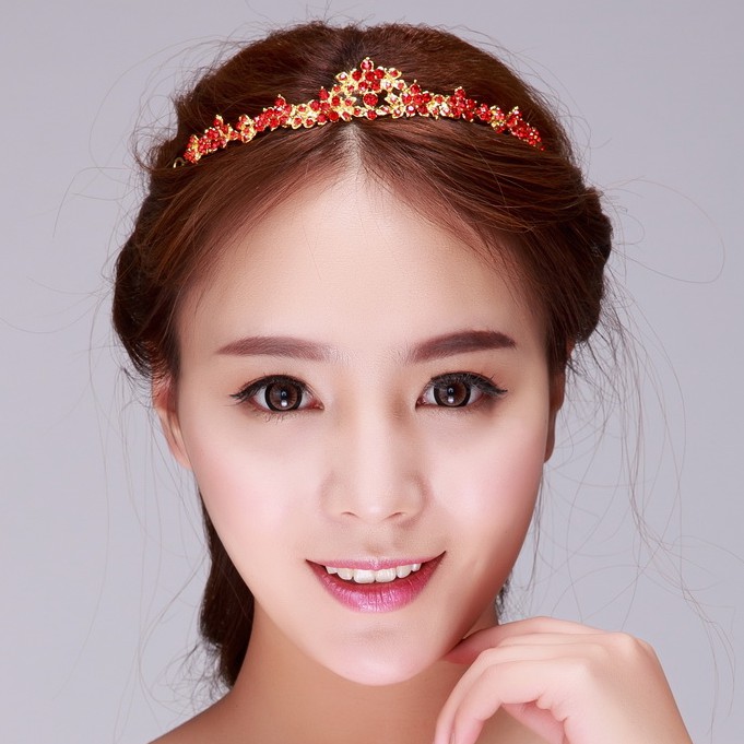 [PRODUK TERLARIS] HEADPIECE MINI TIARA AKSESORIS PESTA BRIDAL WANITA MERAH TRP025