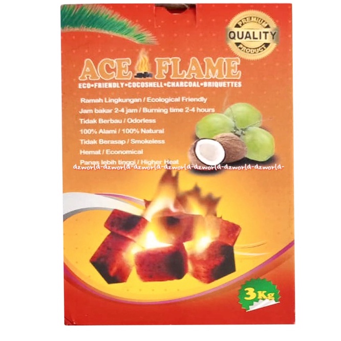 Ace Flame Arang Ramah Lingkungan Untuk BBQ 3kg Batok Kelapa Bahan Aman Aceflame Arrang