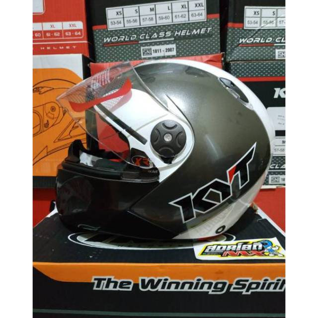 HELM KYT X ROCKET RETRO WHITE GUNMETAL ORI HELM FULL FACE RETRO KYT XROCKET HELM KYT X ROCKET ...