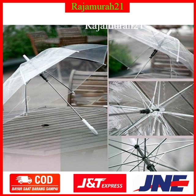 COD Payung Transparant PVC 8 Bone 75cm - P075 - Transparent