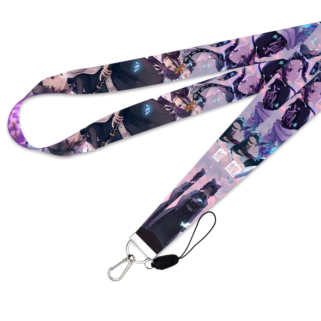 Tali Lanyard Panjang Kombinasi Gantungan Kunci Desain Ghost Killing Blade Butterfly Forbearance Dapat Dilepas Untuk Ponsel