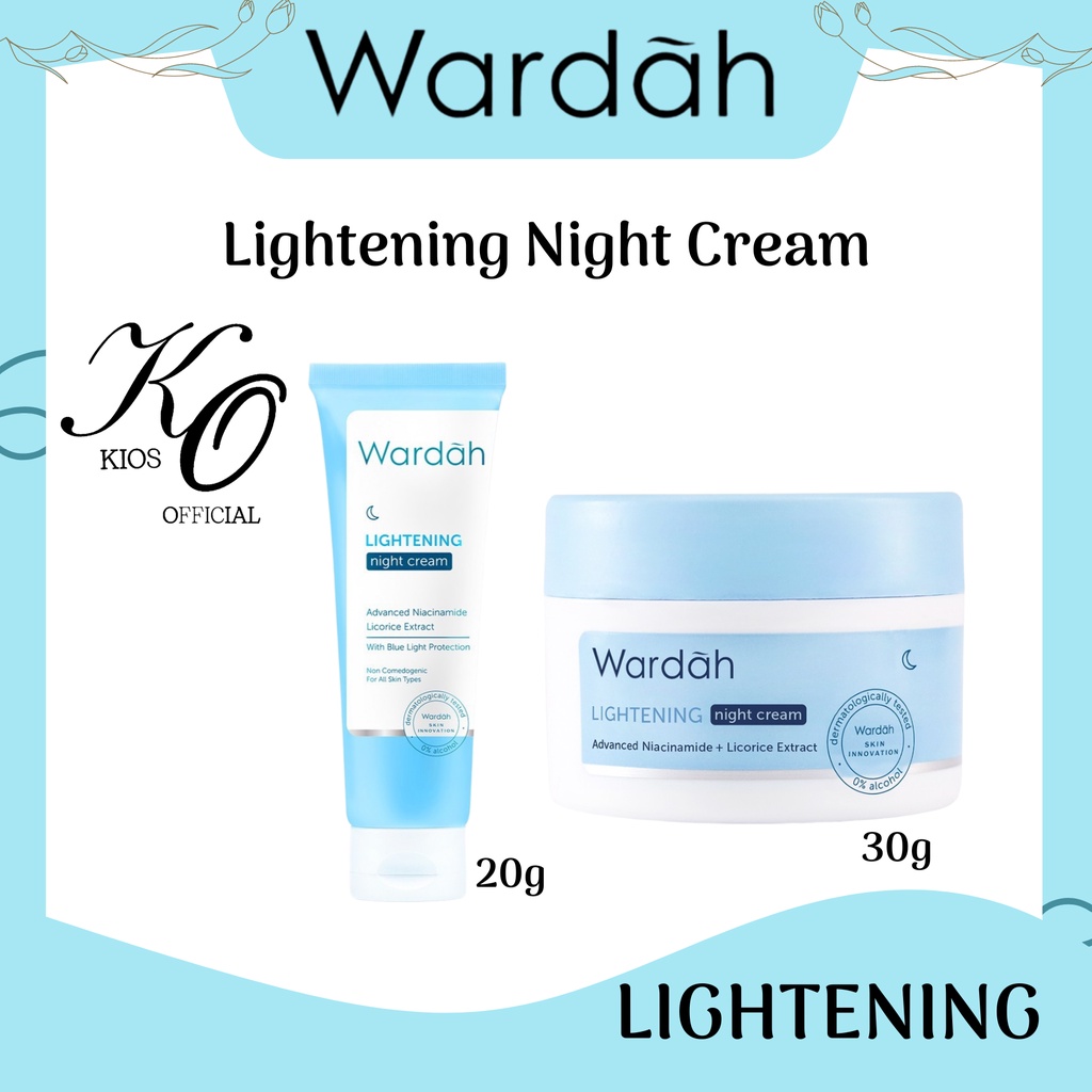 Wardah Lightening Night Cream Advanced Niacinamide 20ml &amp; 30g | Pelembab Wajah