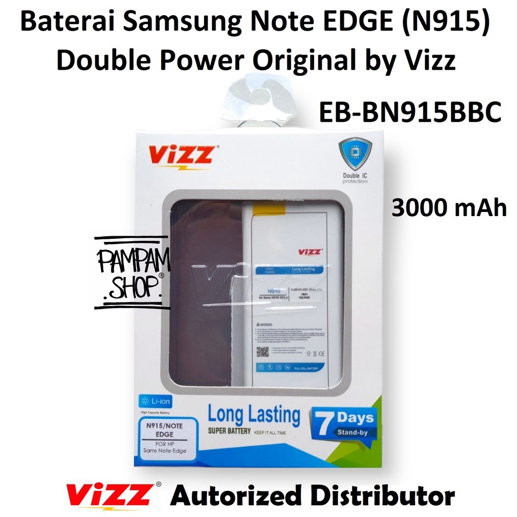 Baterai Vizz Double Power Original Samsung Note EDGE N915 N915F Batre Batrai Battery Handphone Ori HP EB-BN915BBC EB-BN915BBU